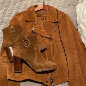 Tory Burch Cognac Suede Bootie